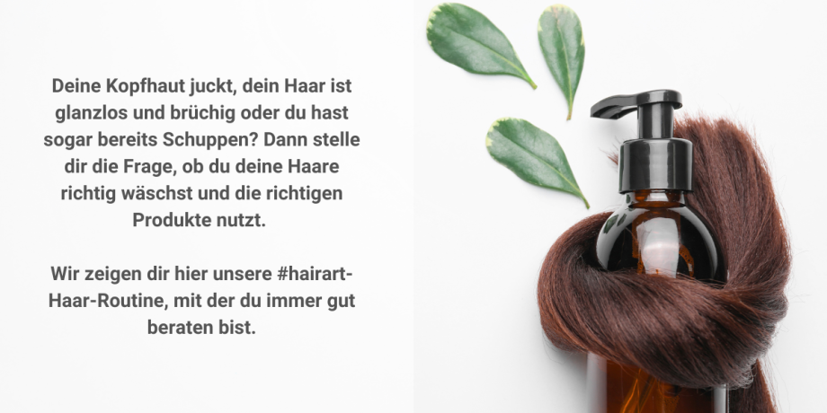 Deine Kopfhaut juckt, dein Haar ist glanzlos und brüchig oder du hast sogar bereits Schuppen? Dann stelle dir die Frage, ob du deine Haare richtig wäschst und die richtigen Produkte nutzt. Wir zeigen dir hier unsere #hairart-Haar-Routine, mit der du immer gut beraten bist.